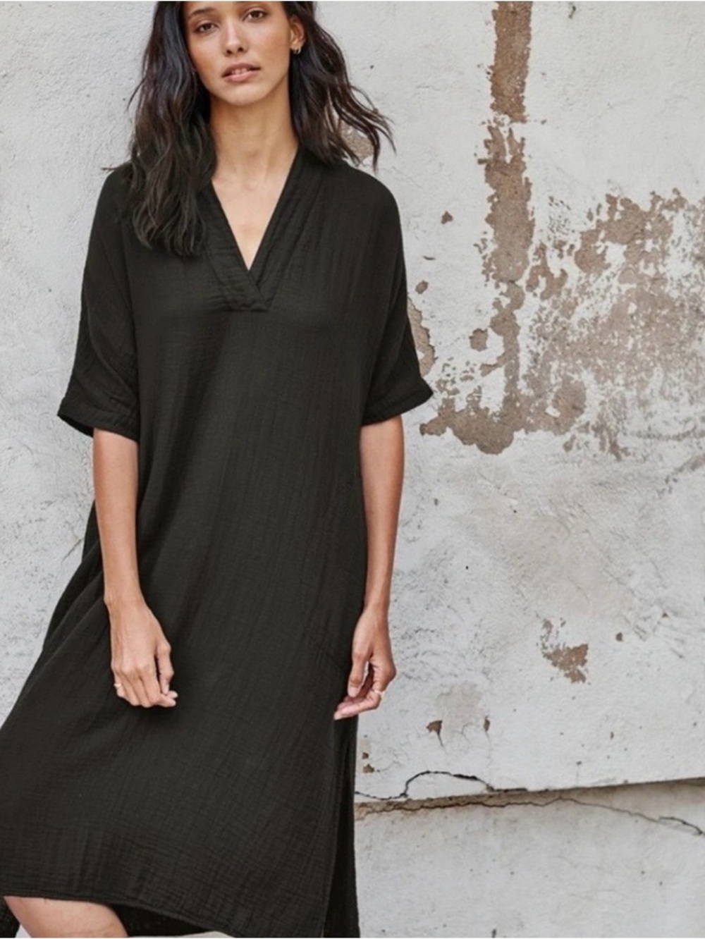 Velvet by Graham & Spencer Kerry Cotton Gauze black summer Dress XS